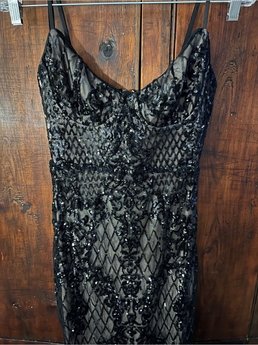 Lulus Moonlit Love Black Sequined Evening Gown with Spaghetti Straps - Picture 8 of 9